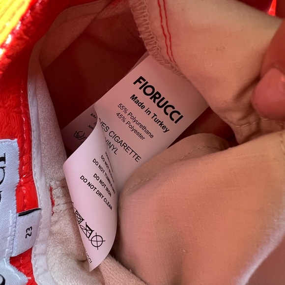 Fiorucci Yves Cigarette Straight Leg Vinyl Pant in Orange Red 23 - Picture 13 of 14